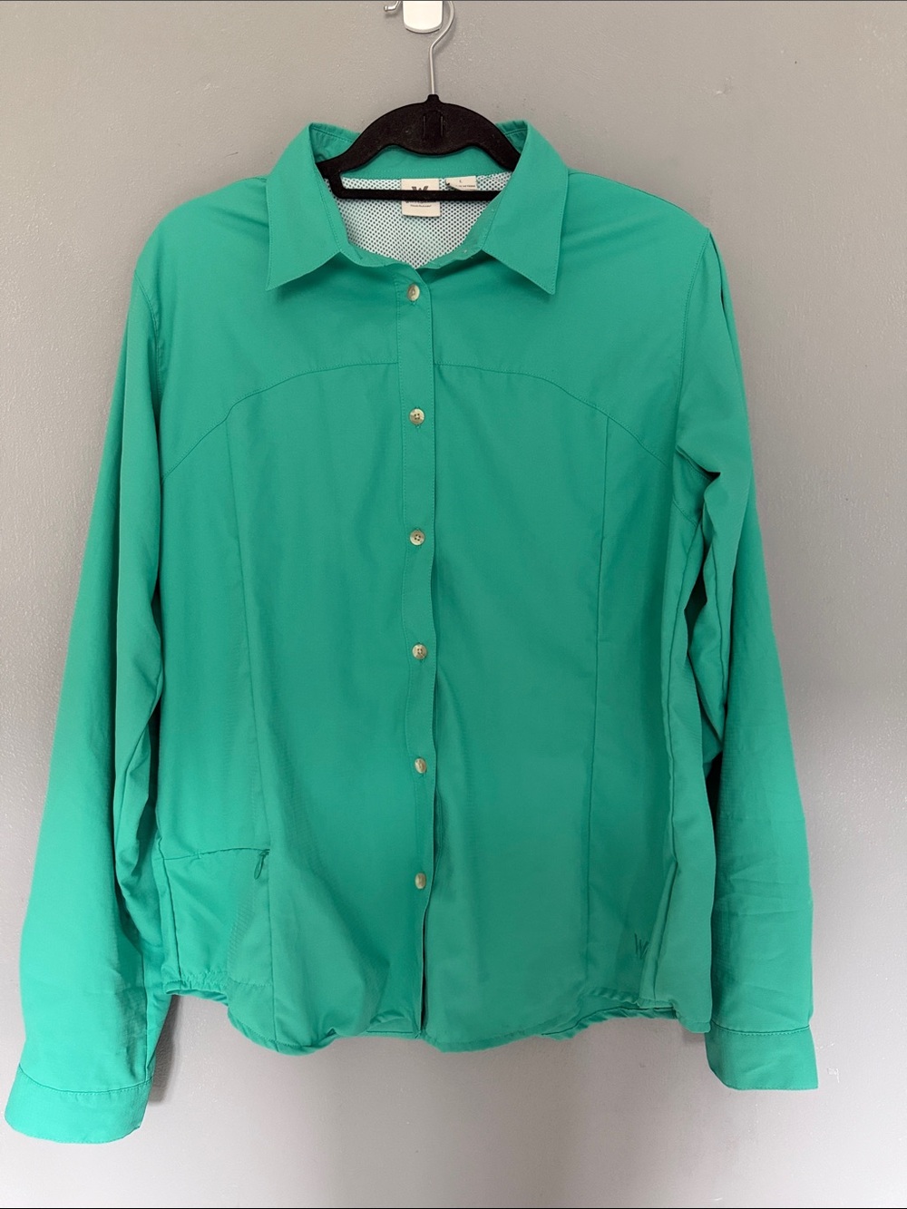 White Sierra Green Vented Performance Hiking Shirt Long Sleeve Woman’s Size L